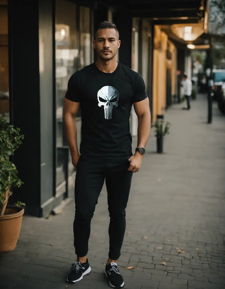 Футболка чоловіча Каратель чорна бавовняна - Зображення 3